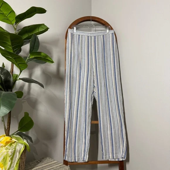 Woman Within 16W PETITE Linen Blend Striped Wide Leg Pants Coastal Beachy - Picture 4 of 11